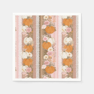 Autumn Pumpkins & Floral Lace Seamless Pattern Napkin