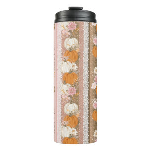 Autumn Pumpkins & Floral Lace Seamless Pattern Thermal Tumbler