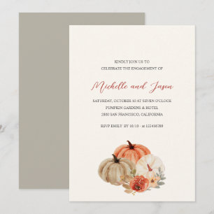 Autumn Pumpkins  Flowers Elegant Engagement Party  Invitation