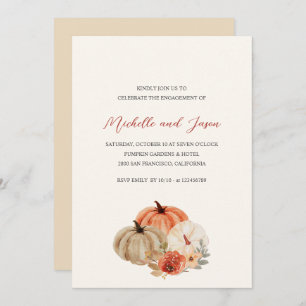 Autumn Pumpkins  Flowers Elegant Engagement Party  Invitation