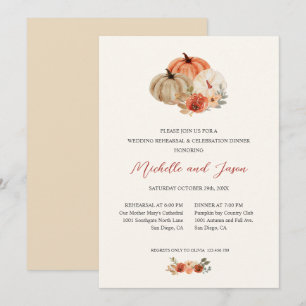 Autumn Pumpkins Flowers Elegant REHEARSAL Invitation