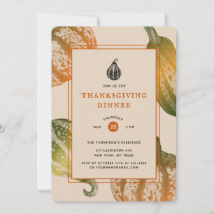 Autumn Pumpkins Ink Stipple Drawing Invitation