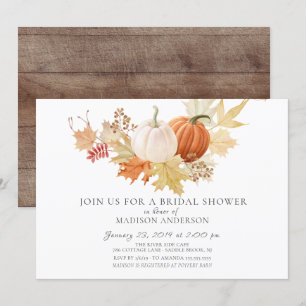 Autumn Pumpkins & Leaves Bridal Shower Invitation