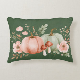 Autumn Pumpkins, Mushrooms and Flowers  Decorative Cushion