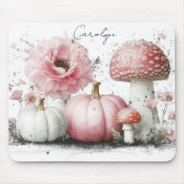 Autumn Pumpkins, Mushrooms and Flowers  Mouse Pad (Front)