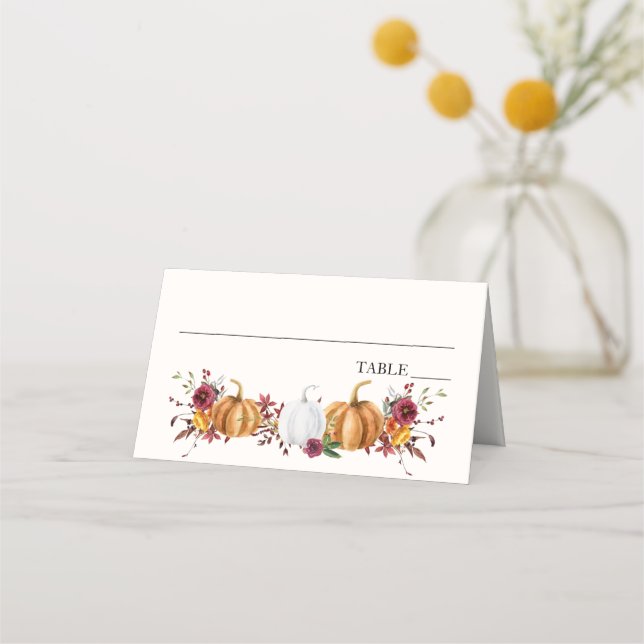 Autumn Pumpkins Name Place Cards (Front)