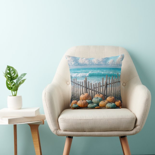 Autumn Pumpkins On a Beach Cushion (Chair)