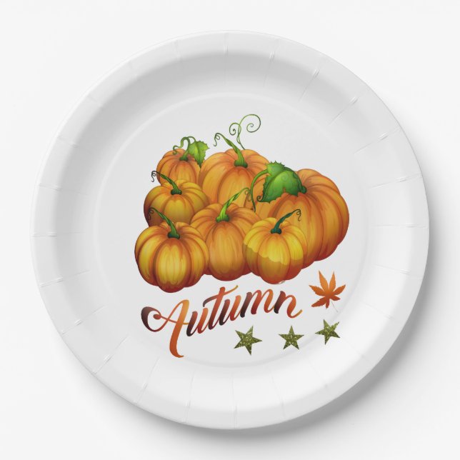 Autumn pumpkins     paper plate (Front)