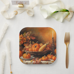 Autumn Pumpkins Paper Plate