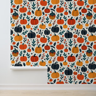 Autumn Pumpkins Pattern   Modern Fall Harvest Wallpaper