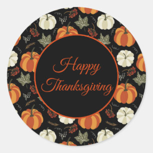 Autumn Pumpkins Pattern Thanksgiving Classic Round Sticker