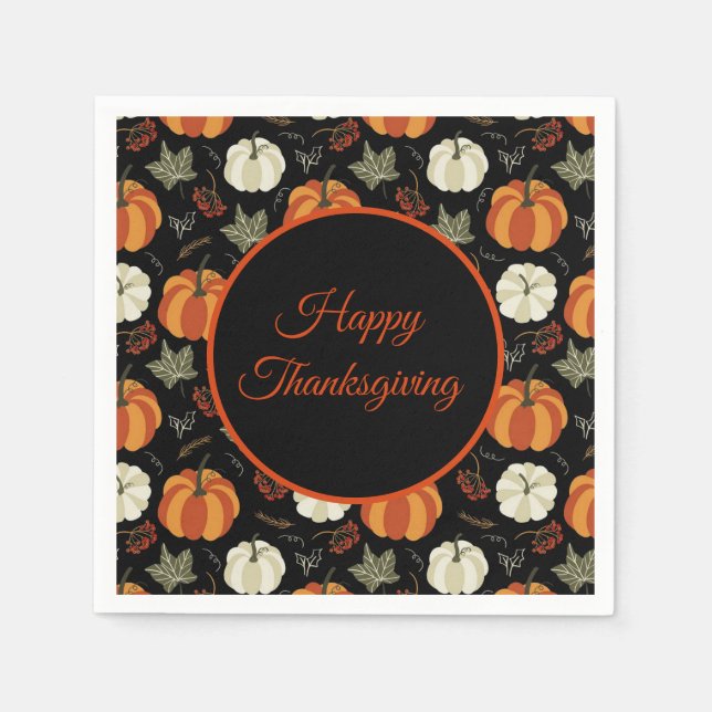 Autumn Pumpkins Pattern Thanksgiving Napkin (Front)