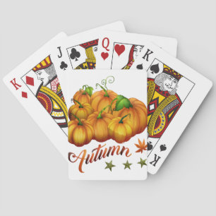 Autumn pumpkins playing cards