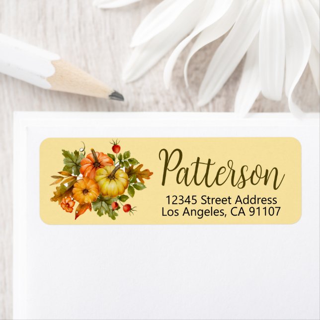 Autumn Pumpkins Return Address Labels (Insitu)
