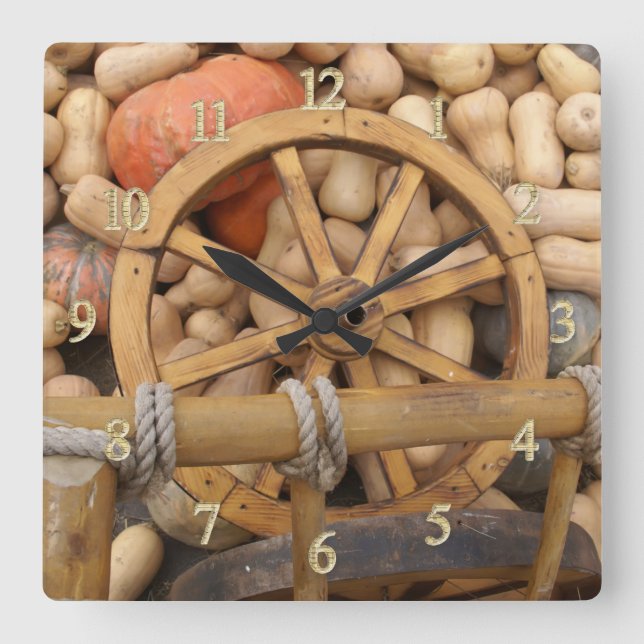  Autumn pumpkins Square Wall Clock (Front)