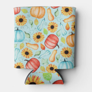 Autumn Pumpkins Sunflowers Hand Drawn Can Cooler