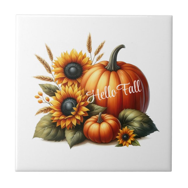 Autumn Pumpkins & Sunflowers Tile (Front)