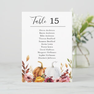 Autumn Pumpkins Table Card Seating Chart