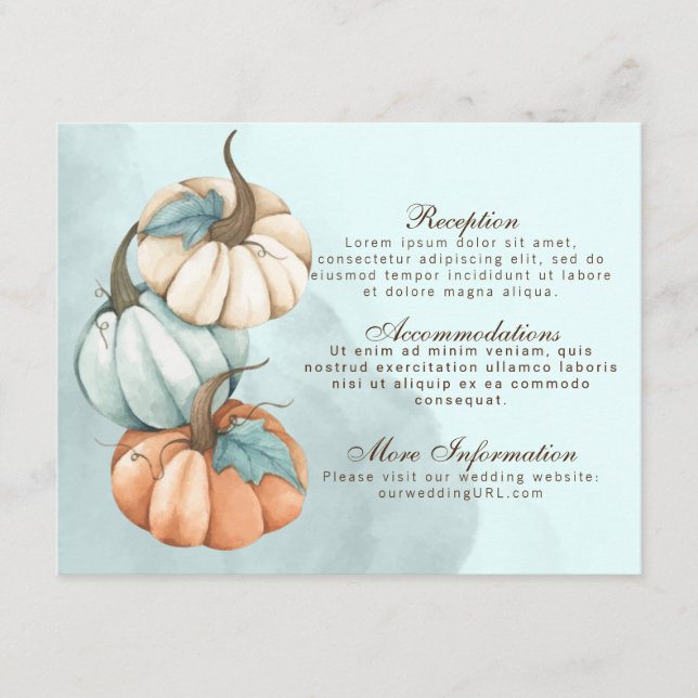 Autumn Pumpkins Wedding Enclosure Card (Front)