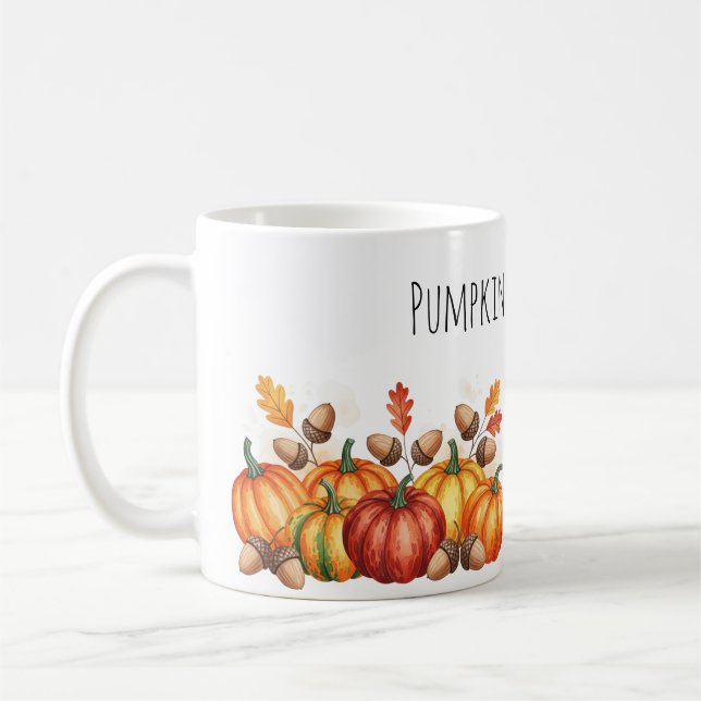 Autumn Pumpkins with Acorns Coffee Mug (Left)