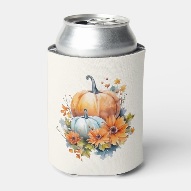 Autumn Pumpkins with Flowers and Foliage Can Cooler (Can Front)
