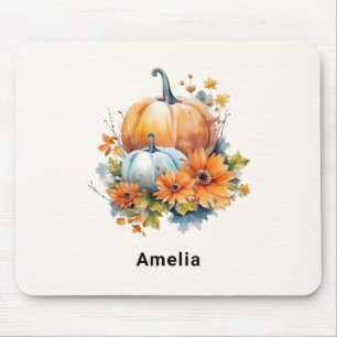 Autumn Pumpkins with Flowers and Foliage Mouse Pad