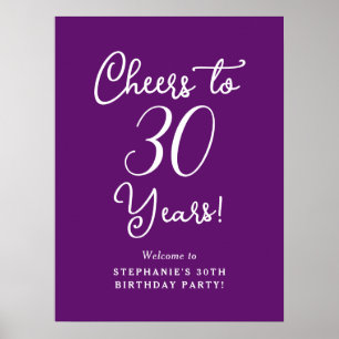 Autumn Purple Cheers to 30 Years Birthday Welcome Poster
