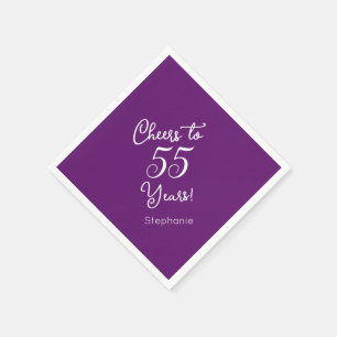 Autumn Purple Cheers to 55 Years 55th Birthday Napkin