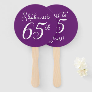 Autumn Purple Cheers to 65 Years 65th Birthday Hand Fan