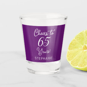 Autumn Purple Cheers to 65 Years 65th Birthday Shot Glass