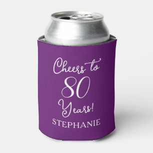 Autumn Purple Cheers to 80 Years 80th Birthday Can Cooler