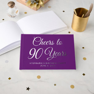 Autumn Purple Foil Cheers to 90 Years Guest Book