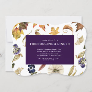 autumn purple foliage friendsgiving dinner invitation