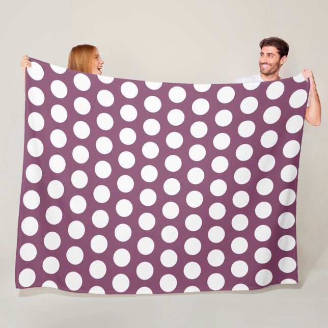 Autumn Purple Geometric White Polka Dots  Fleece Blanket (In Situ)