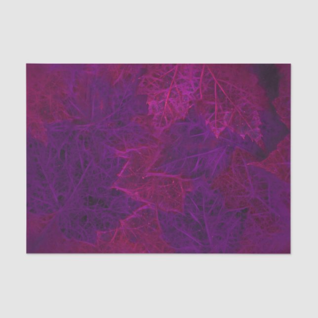 Autumn Purple Pink Neon Dark Maple Leaves Tissue Paper (Front)