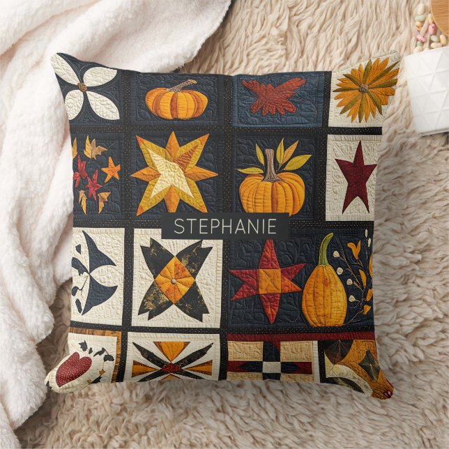 Autumn Quilt Block Pattern | Rustic Harvest Cushion (Blanket)