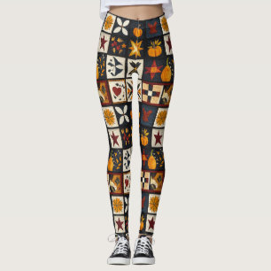 Autumn Quilt Block Pattern   Rustic Harvest Leggings