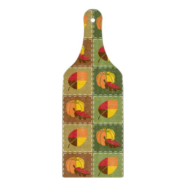Autumn Quilt Glass Cutting Board (Front)