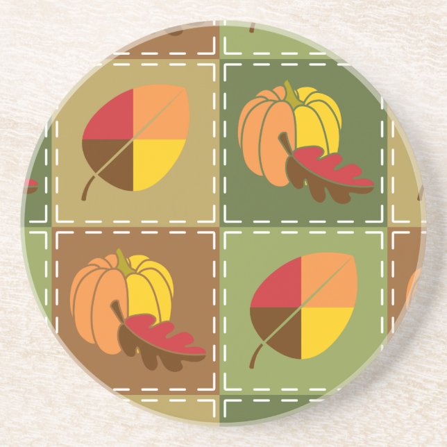 Autumn Quilt Sandstone Coaster (Front)
