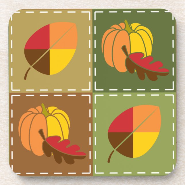 Autumn Quilt Square Coaster (Front)