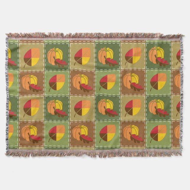 Autumn Quilt Throw Blanket (Front)