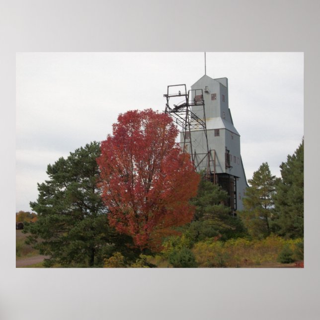 Autumn Quincy Mine Steam Hoist Photo Poster (Front)