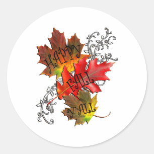 Autumn Quote Happy Fall Y'all Classic Round Sticker