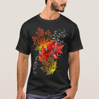 Autumn Quote Happy Fall Y'all, Pattern Leaves Fall T-Shirt