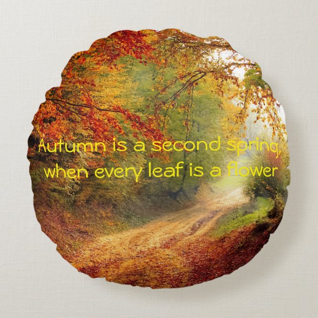 Autumn quote round cushion (Front)