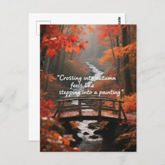 Autumn Quotes Forest Trees Leaves Ways  Postcard
