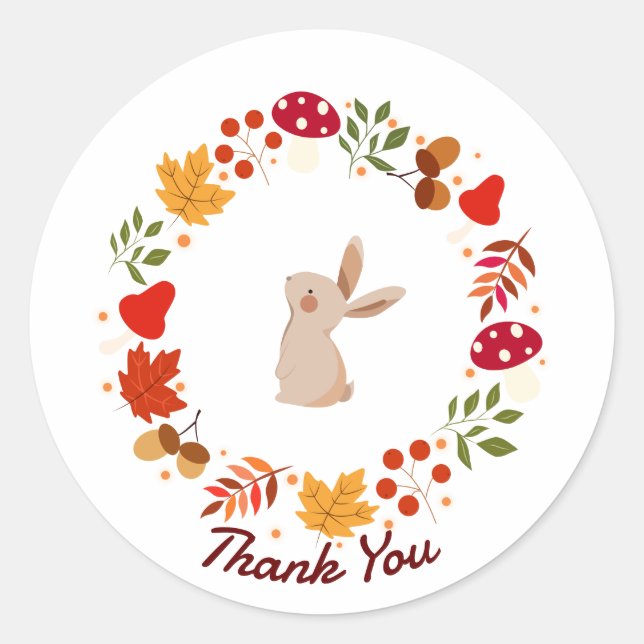 Autumn Rabbit Classic Round Sticker (Front)