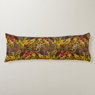 Autumn Rabbit on black Body Cushion