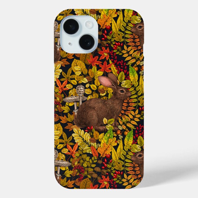 Autumn Rabbit on black Case-Mate iPhone Case (Back)
