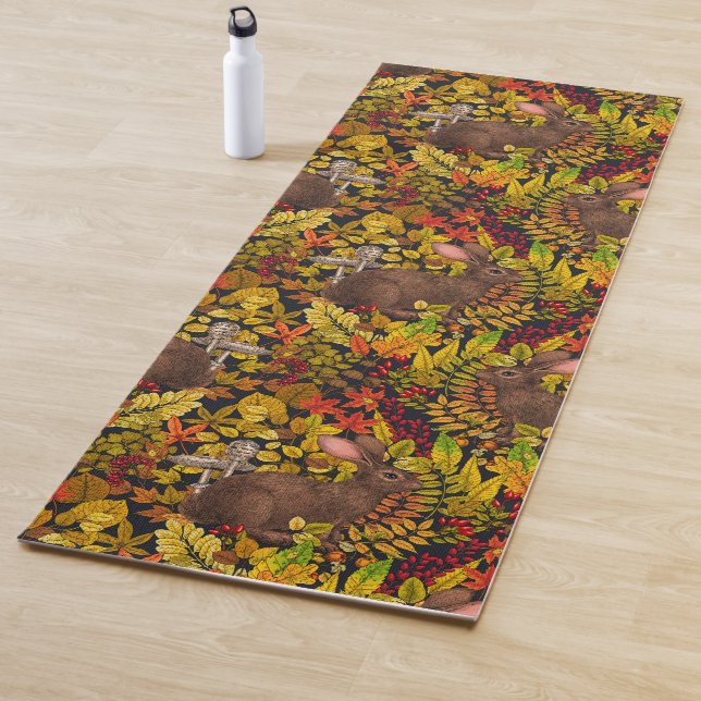 Autumn Rabbit on black Yoga Mat (In Situ)